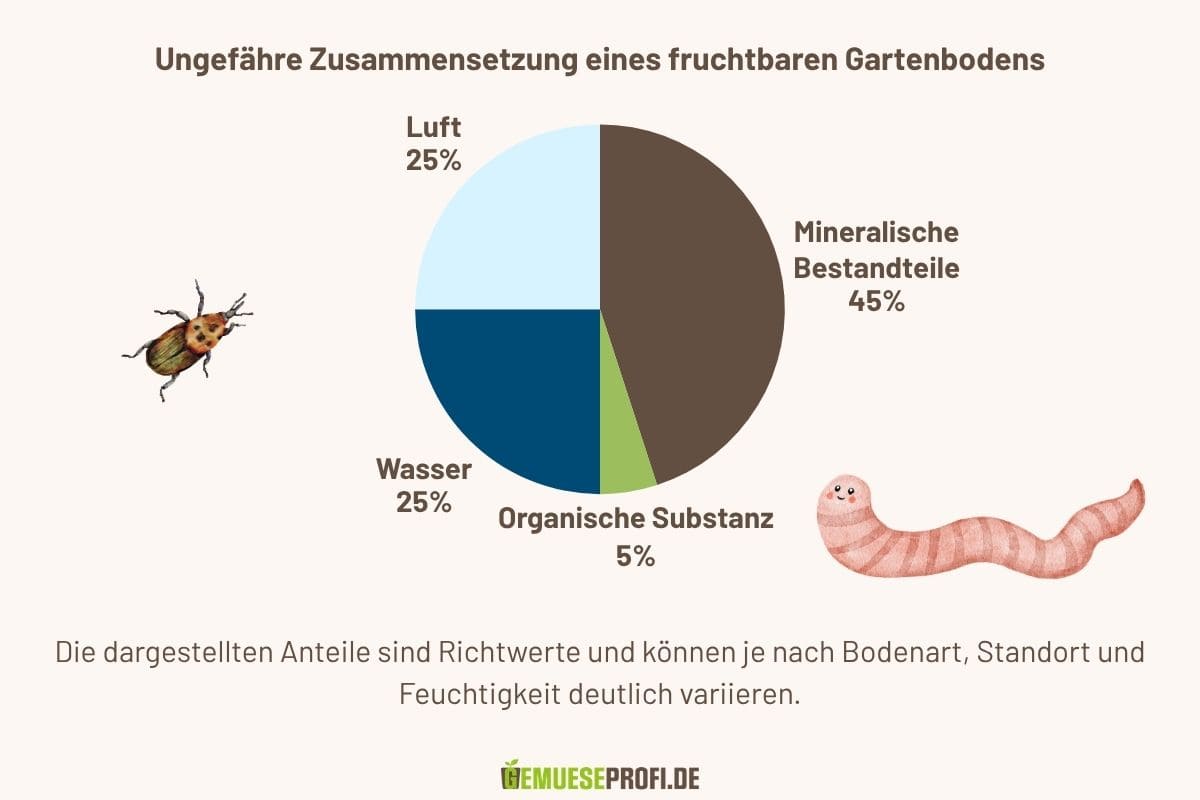 Tortendiagramm zur Bodenzusammensetzung